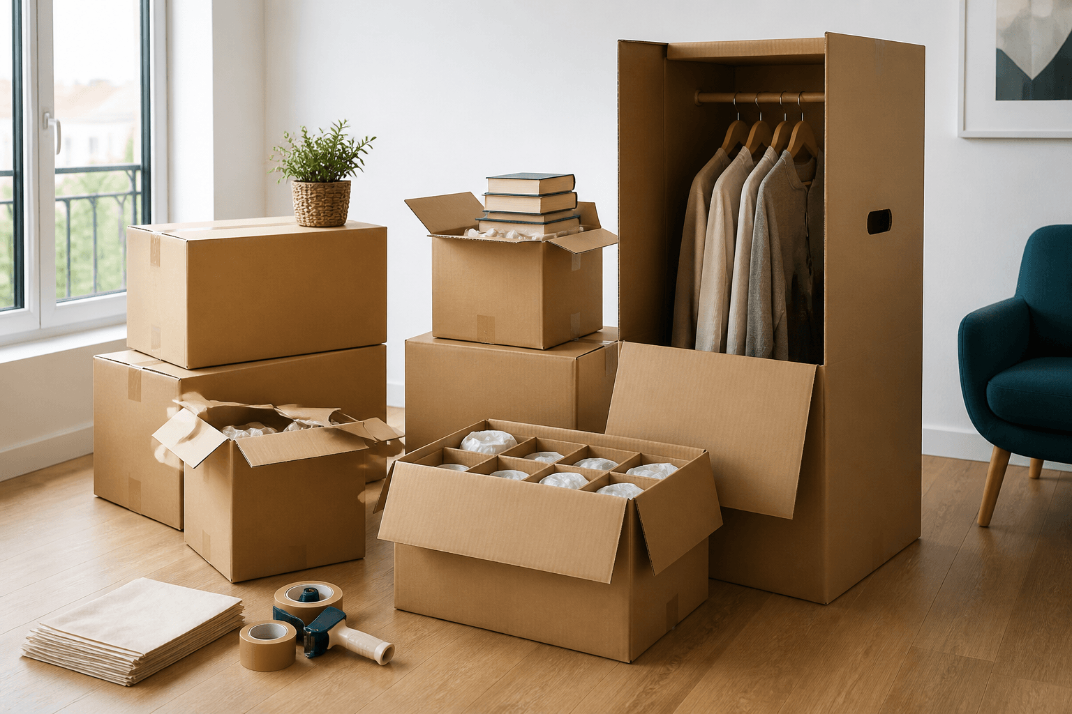 Différents types de cartons adaptés à un déménagement